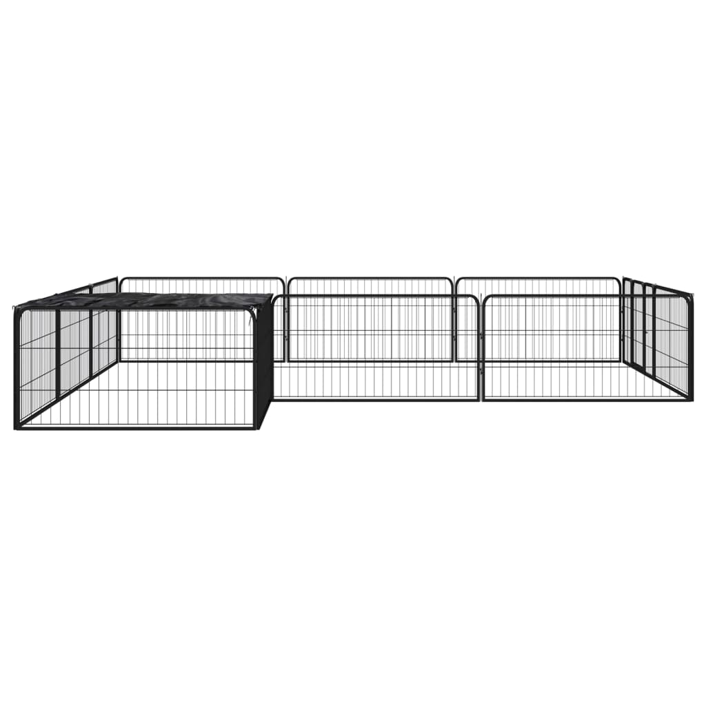 Box Cani 12 Pannelli Nero 100x50 cm Acciaio Verniciato Polvere | homemem39