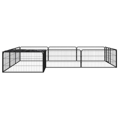 Box Cani 12 Pannelli Nero 100x50 cm Acciaio Verniciato Polvere | homemem39