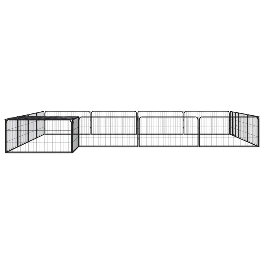 Box Cani 16 Pannelli Nero 100x50 cm Acciaio Verniciato Polvere | homemem39