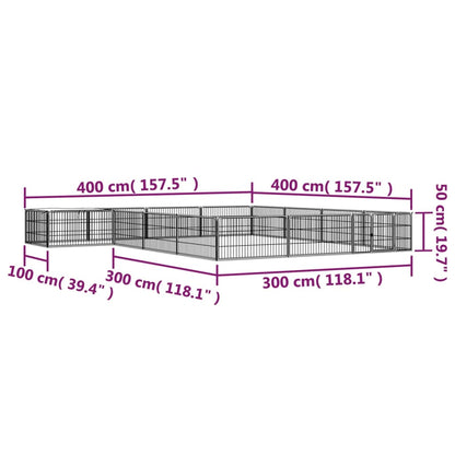 Box Cani 16 Pannelli Nero 100x50 cm Acciaio Verniciato Polvere | homemem39