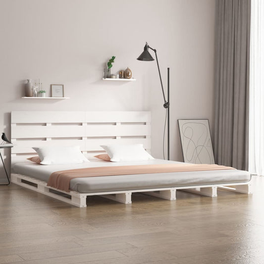 Giroletto senza Materasso Bianco 200x200 cm Legno Massello Pino | homemem39