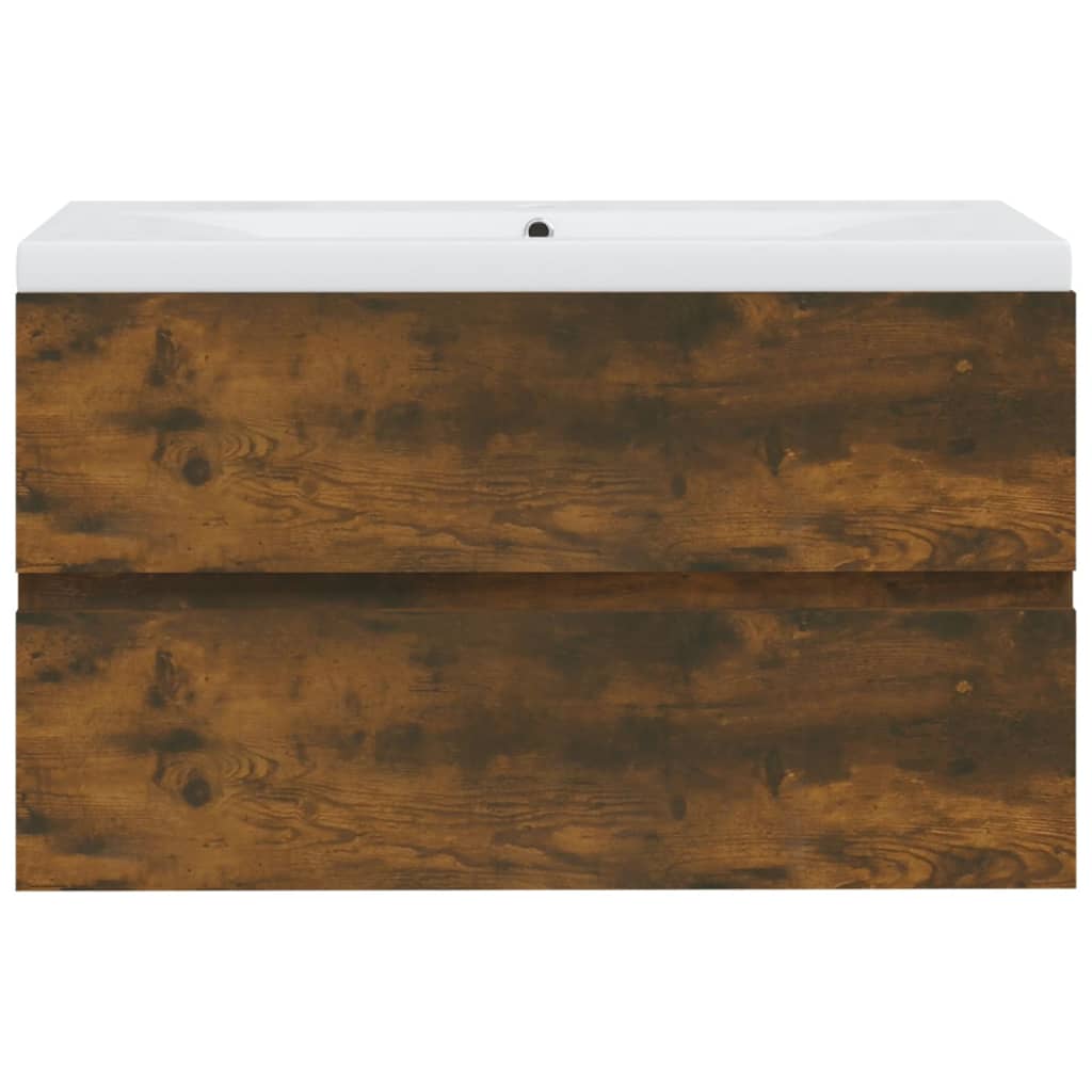 Mobile Bagno con Lavabo Integrato Rovere Fumo Legno Multistrato