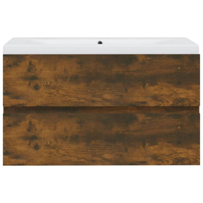 Mobile Bagno con Lavabo Integrato Rovere Fumo Legno Multistrato