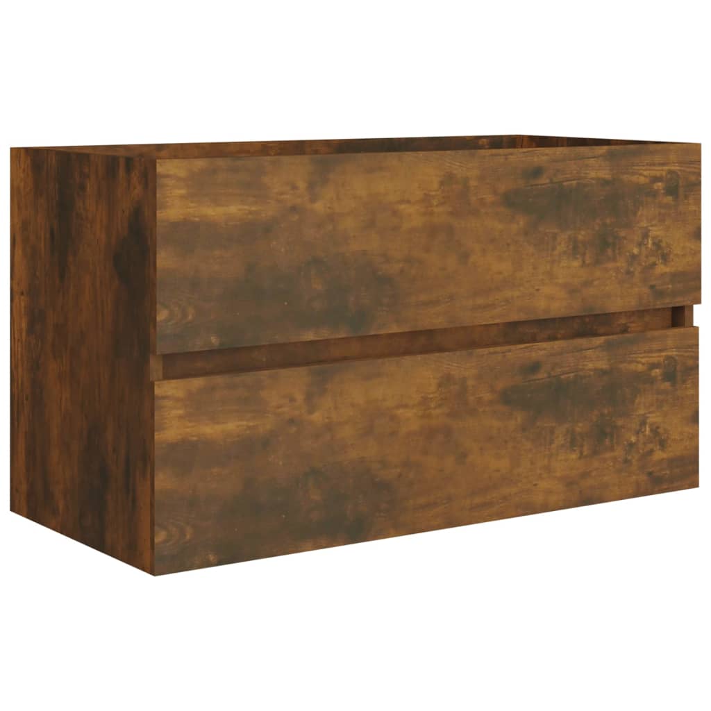Mobile Bagno con Lavabo Integrato Rovere Fumo Legno Multistrato | homemem39