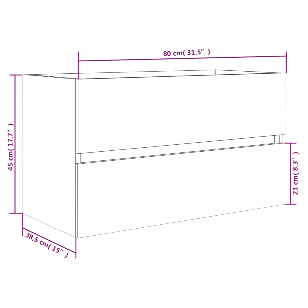 Mobile Bagno con Lavabo Integrato Rovere Fumo Legno Multistrato | homemem39