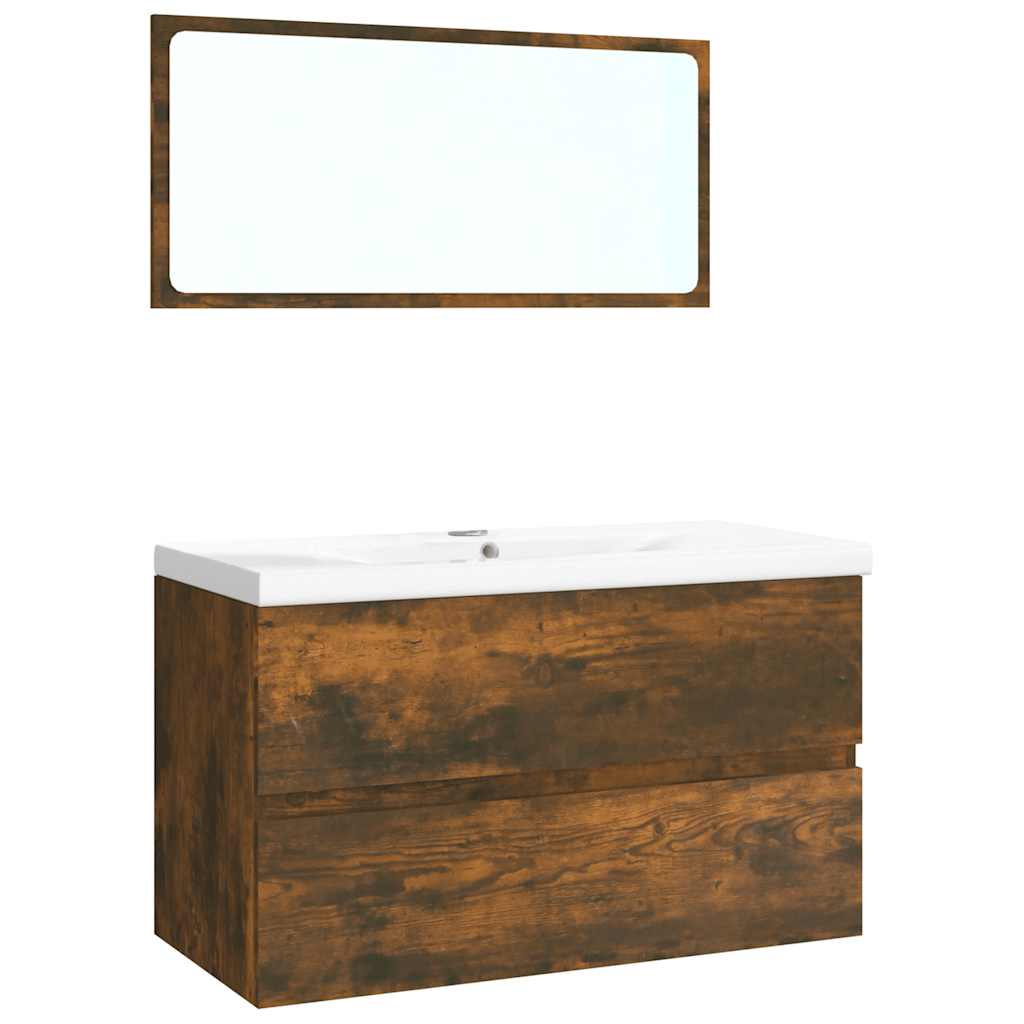 Set di Mobili da Bagno Rovere Fumo in Legno Multistrato | homemem39