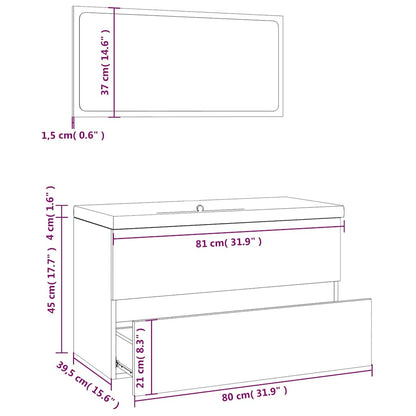 Set di Mobili da Bagno Rovere Fumo in Legno Multistrato | homemem39