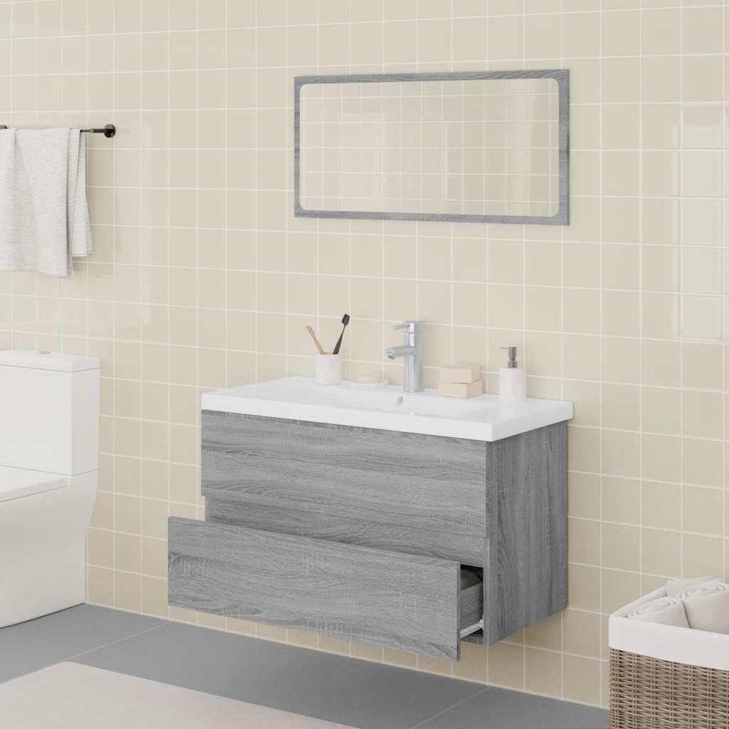 Set di Mobili da Bagno Grigio Sonoma in Legno Multistrato | homemem39