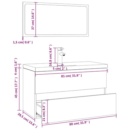 Set di Mobili da Bagno Rovere Fumo in Legno Multistrato | homemem39