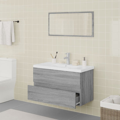 Set di Mobili da Bagno Grigio Sonoma in Legno Multistrato | homemem39