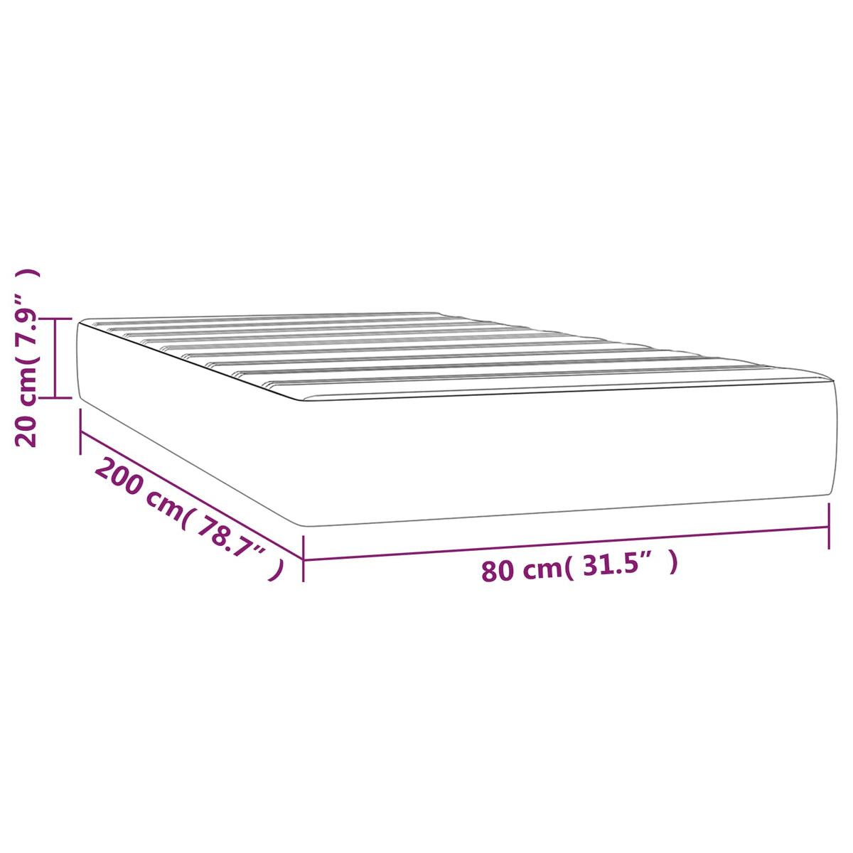 Materasso a Molle Insacchettate Media Crema 80x200x20cm