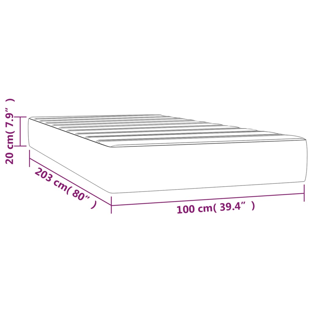Materasso a Molle Insacchettate Rigidità Media Grigio Chiaro 100x203x20cm Twin XL in Velluto | homemem39