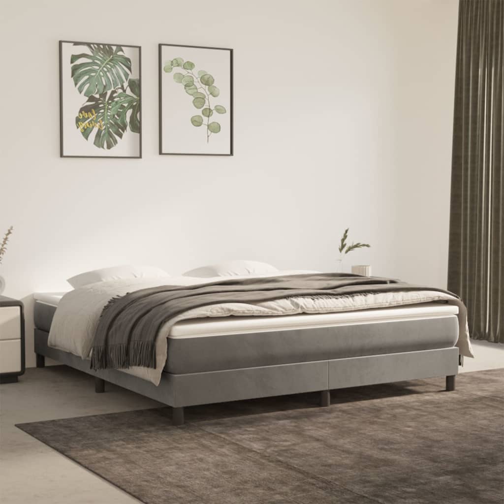 Materasso a Molle Insacchettate Rigidità Media Grigio Chiaro 152x203x20 cm Queen in Velluto | homemem39