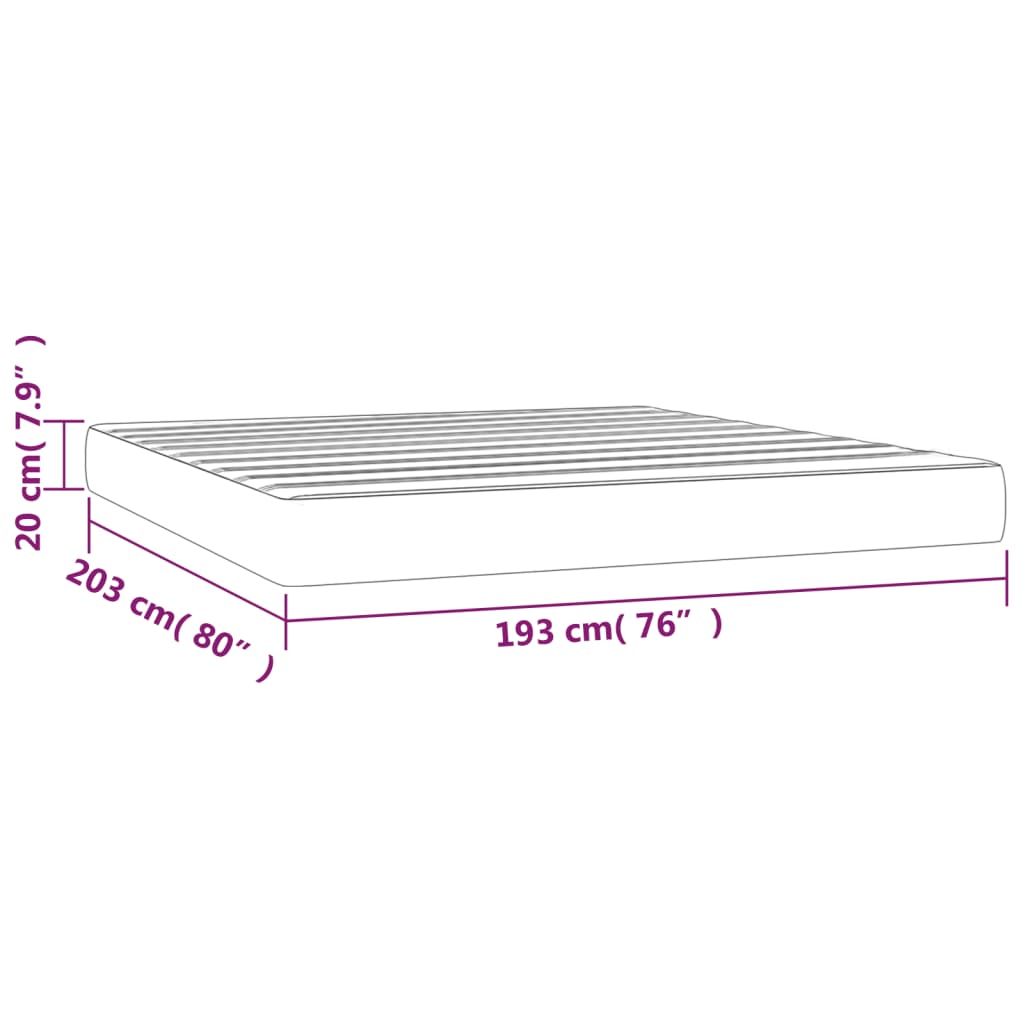 Materasso a Molle Insacchettate Rigidità Media Grigio Scuro 193x203x20 cm King in Velluto | homemem39