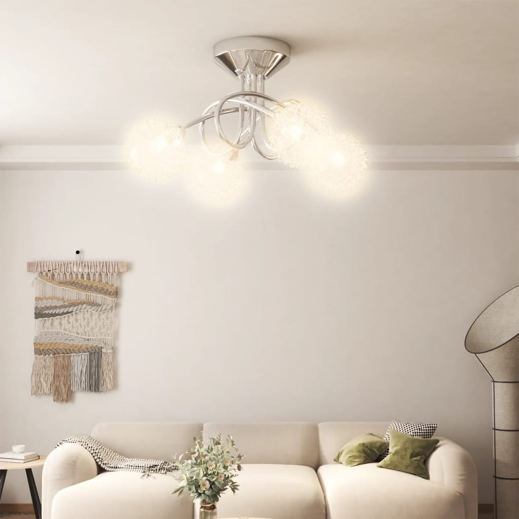 Lampada da Soffitto con Paralumi in Rete per 4 Luci LED G9 - homemem39