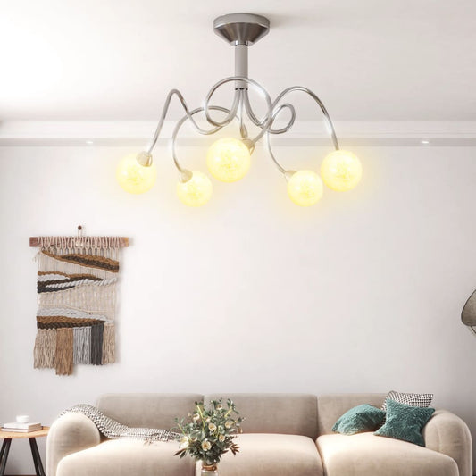 Lampada Soffitto con Paralumi Tondi in Vetro per 5 Luci LED G9 - homemem39