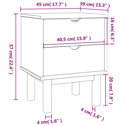 Comodino OTTA Marrone e Grigio 45x39x57 cm in Legno di Pino