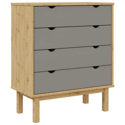 Cassettiera OTTA Marrone e Grigio 76,5x39,5x90 cm Legno di Pino | homemem39