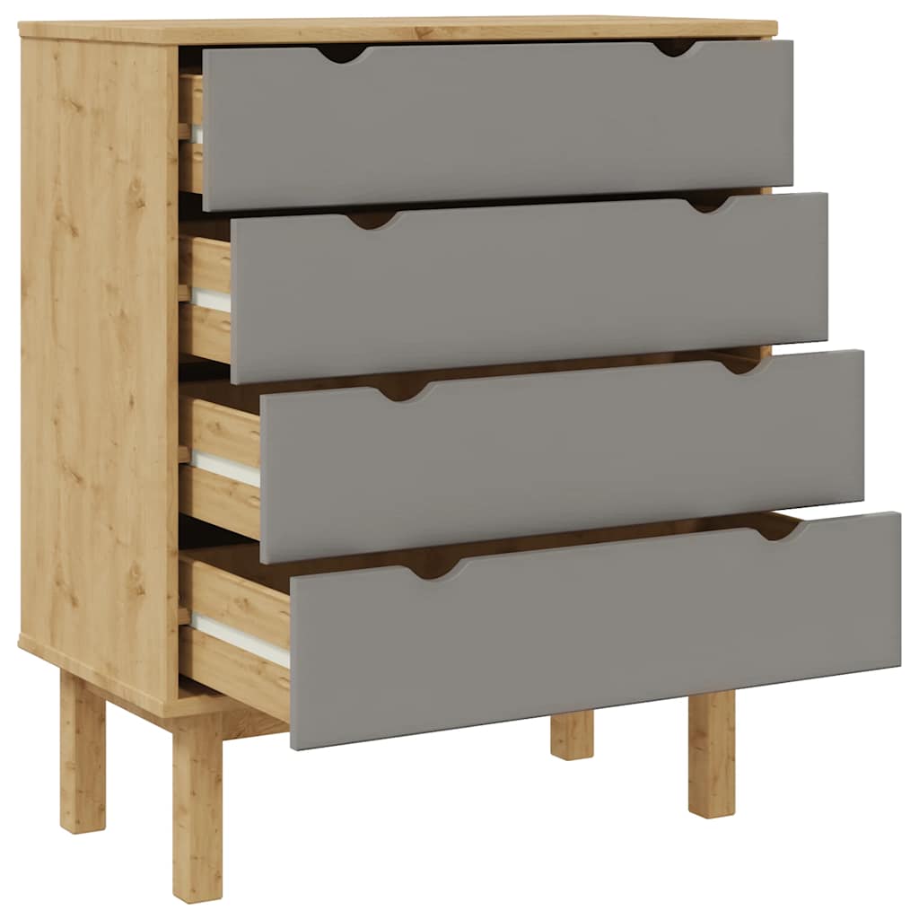 Cassettiera OTTA Marrone e Grigio 76,5x39,5x90 cm Legno di Pino | homemem39