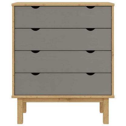 Cassettiera OTTA Marrone e Grigio 76,5x39,5x90 cm Legno di Pino