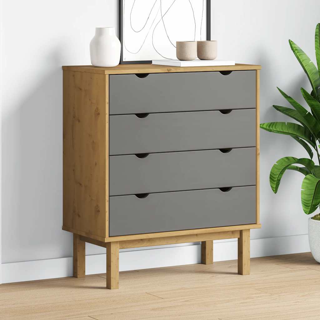 Cassettiera OTTA Marrone e Grigio 76,5x39,5x90 cm Legno di Pino | homemem39