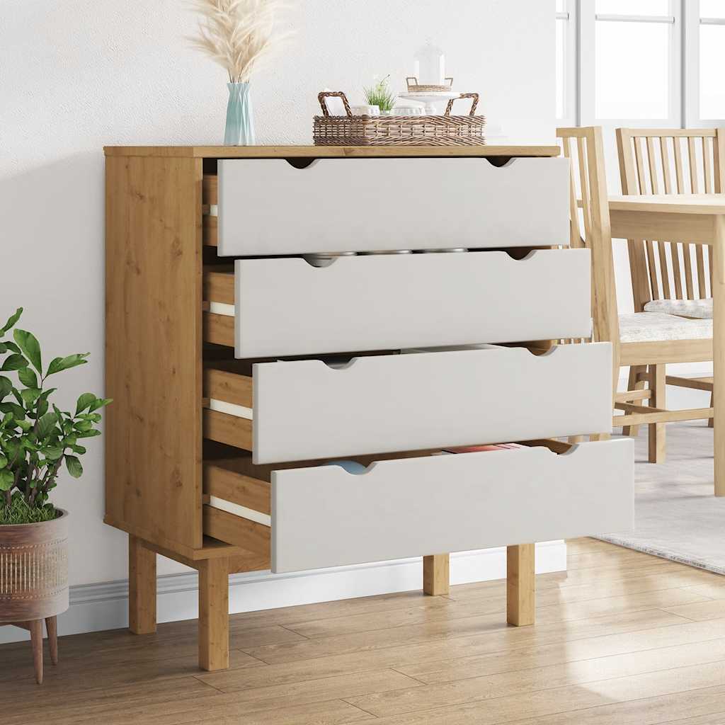 Cassettiera OTTA Marrone e Bianco 76,5x39,5x90 cm Legno di Pino | homemem39