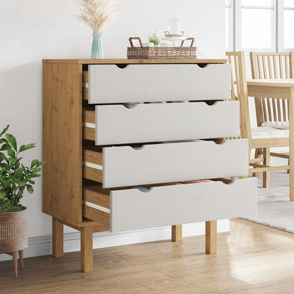 Cassettiera OTTA Marrone e Bianco 76,5x39,5x90 cm Legno di Pino | homemem39