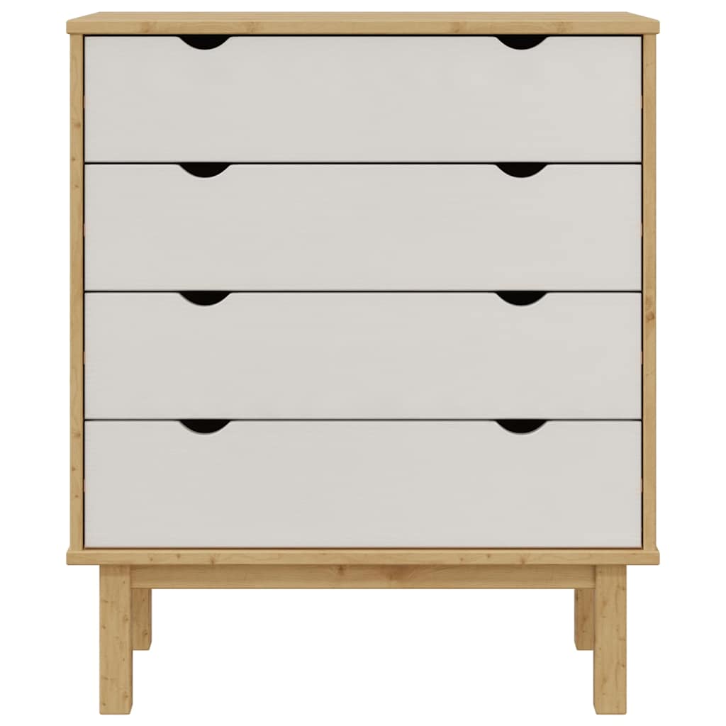 Cassettiera OTTA Marrone e Bianco 76,5x39,5x90 cm Legno di Pino