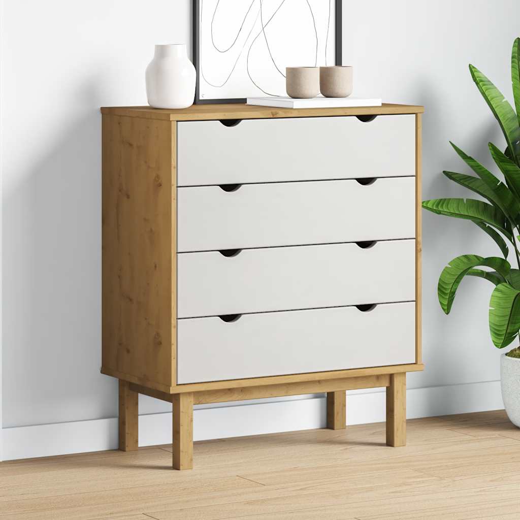 Cassettiera OTTA Marrone e Bianco 76,5x39,5x90 cm Legno di Pino | homemem39