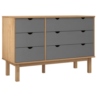 Cassettiera OTTA Marrone e Grigio 111x43x73,5 cm Legno di Pino - homemem39