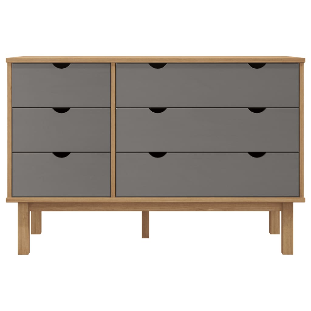 Cassettiera OTTA Marrone e Grigio 111x43x73,5 cm Legno di Pino - homemem39