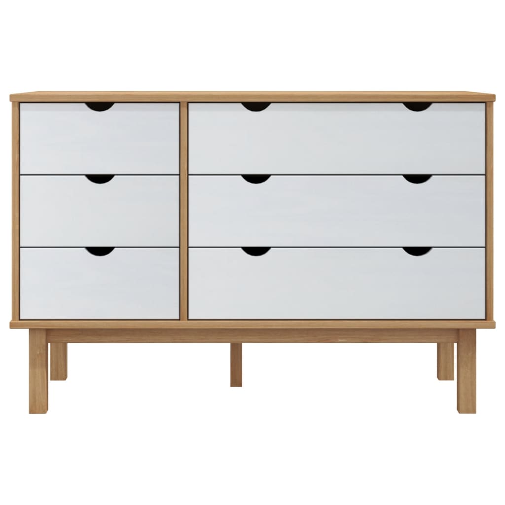 Cassettiera OTTA Marrone e Bianco 111x43x73,5 cm Legno di Pino - homemem39