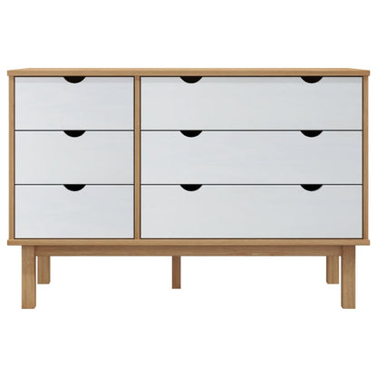 Cassettiera OTTA Marrone e Bianco 111x43x73,5 cm Legno di Pino - homemem39