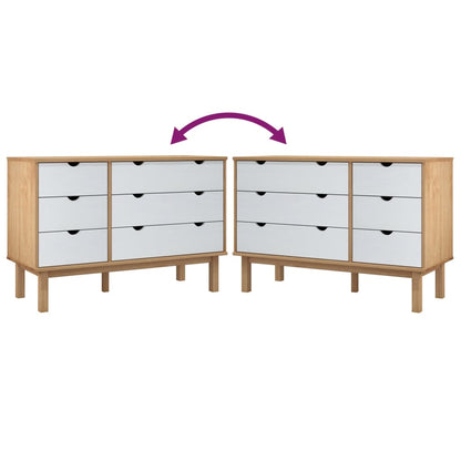 Cassettiera OTTA Marrone e Bianco 111x43x73,5 cm Legno di Pino - homemem39