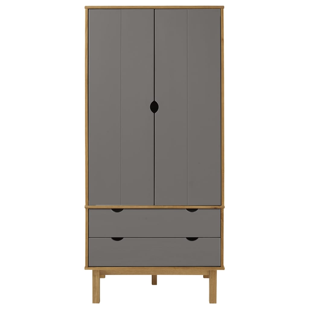 Armadio OTTA Marrone e Grigio 76,5x53x172 cm in Legno di Pino - homemem39