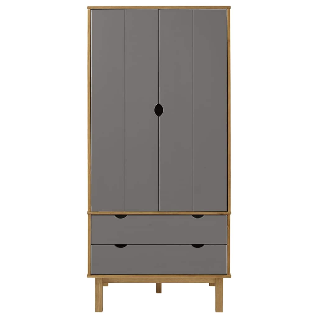 Armadio OTTA Marrone e Grigio 76,5x53x172 cm in Legno di Pino