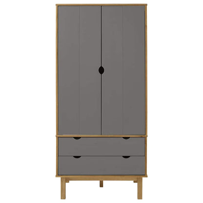Armadio OTTA Marrone e Grigio 76,5x53x172 cm in Legno di Pino