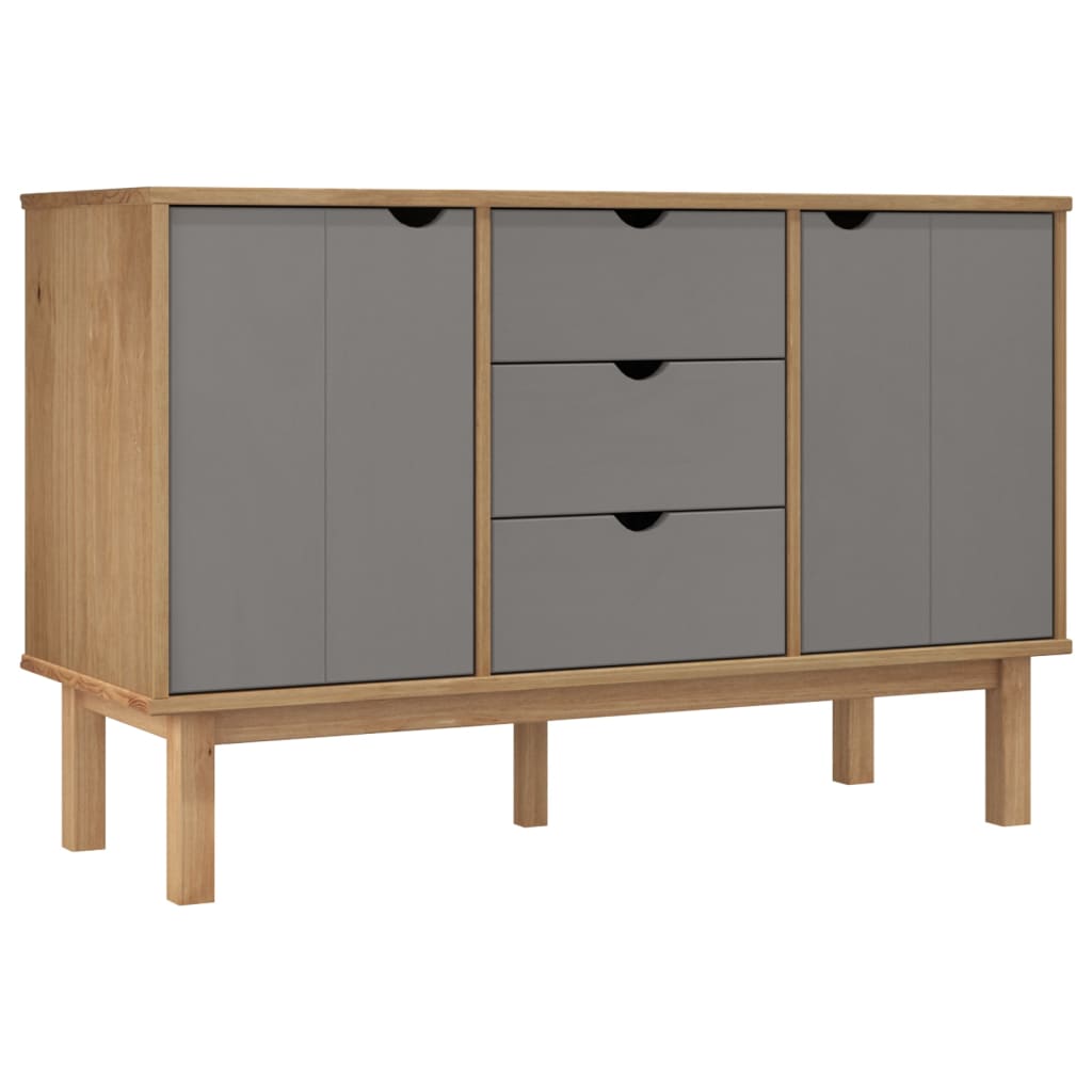 Credenza OTTA Marrone e Grigio 113,5x43x73 cm in Legno di Pino