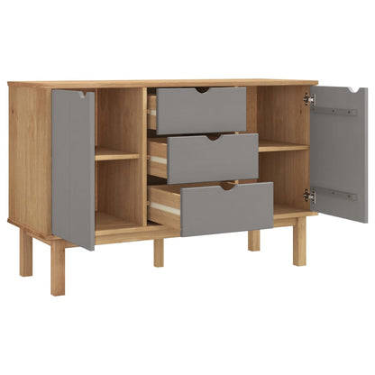 Credenza OTTA Marrone e Grigio 113,5x43x73 cm in Legno di Pino