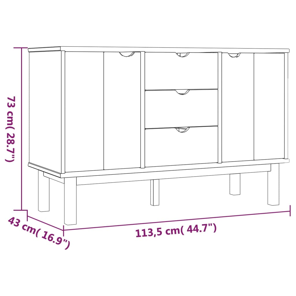 Credenza OTTA Marrone e Grigio 113,5x43x73 cm in Legno di Pino