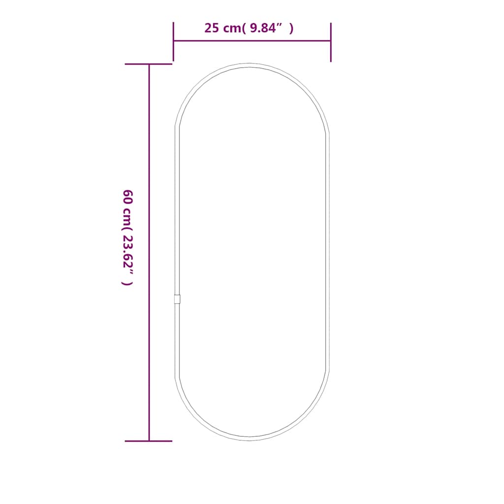 Specchio da Parete Dorato 60x25 cm Ovale