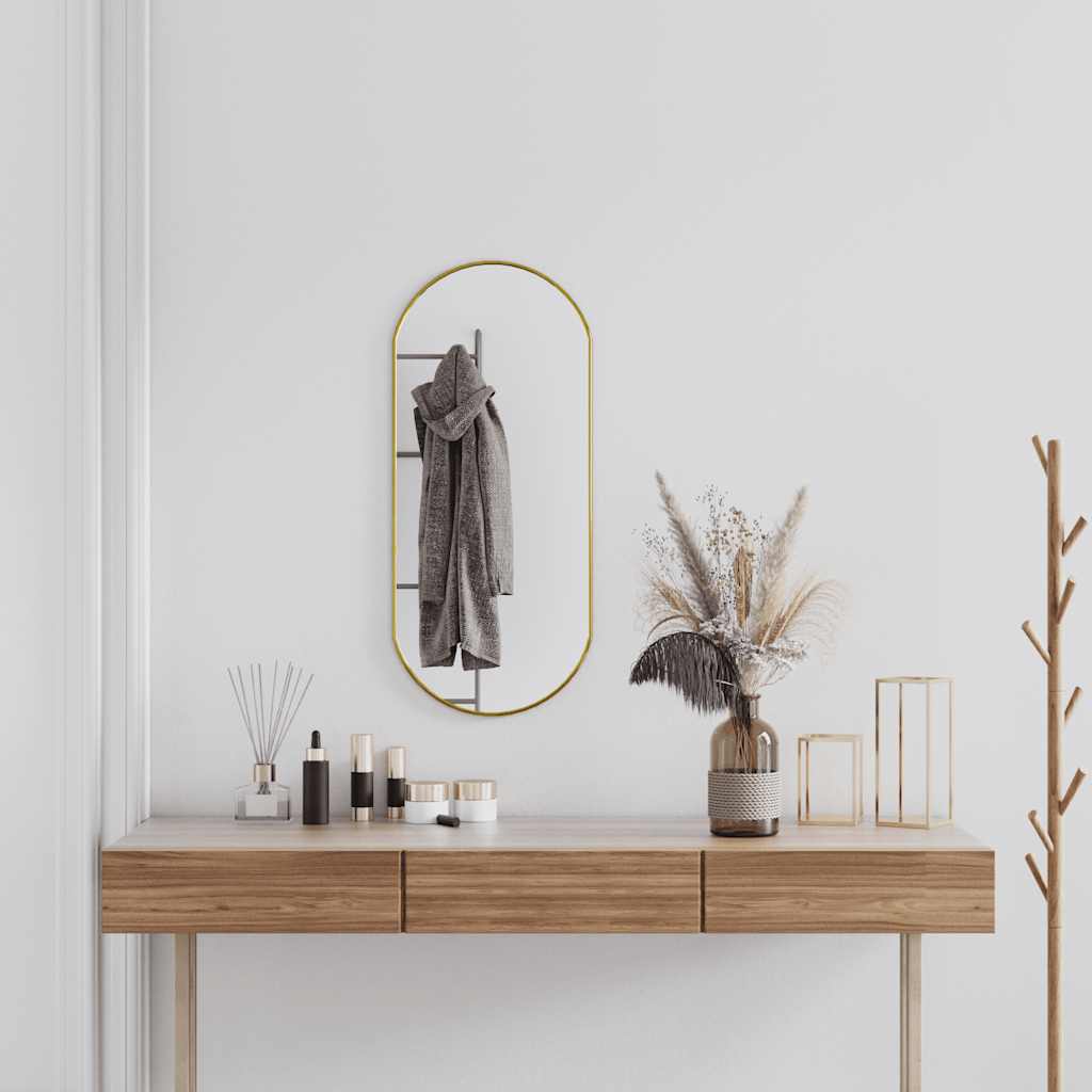 Specchio da Parete Dorato 80x35 cm Ovale | homemem39