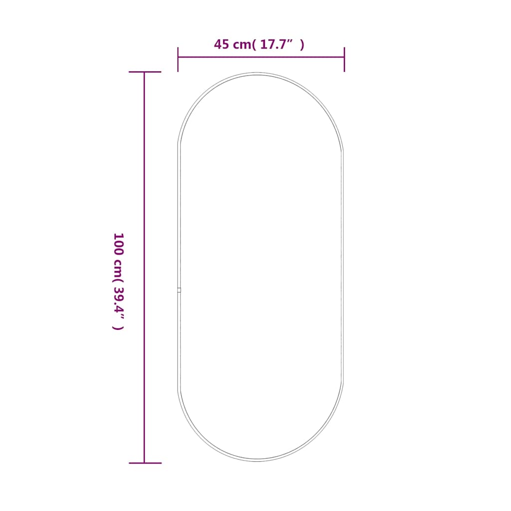 Specchio da Parete Nero 100x45 cm Ovale | homemem39