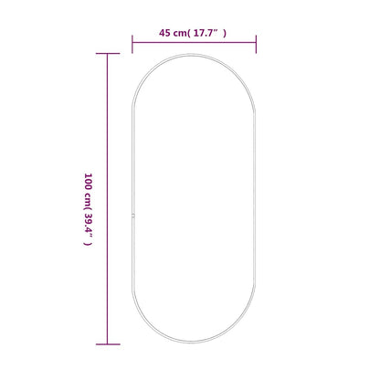 Specchio da Parete Nero 100x45 cm Ovale | homemem39