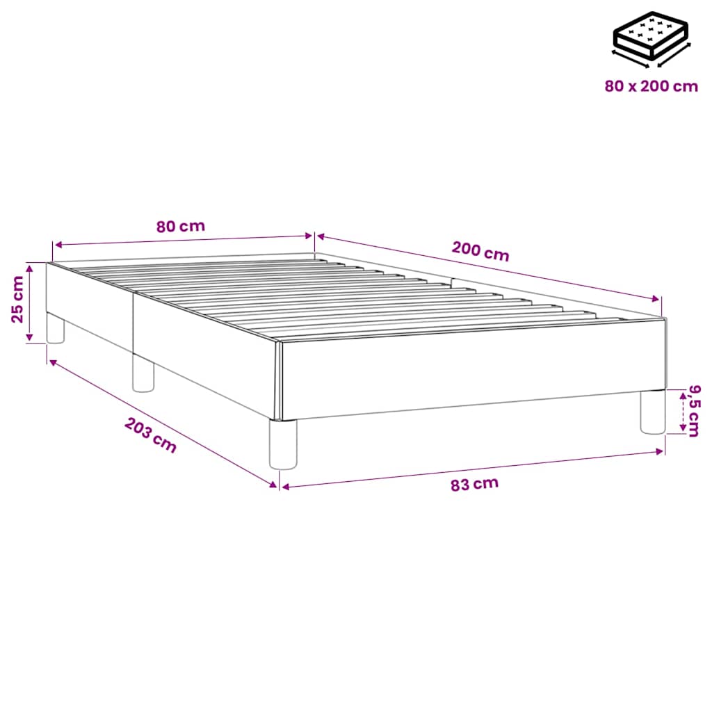 Giroletto senza Materasso Grigio Scuro 80x200 cm Velluto
