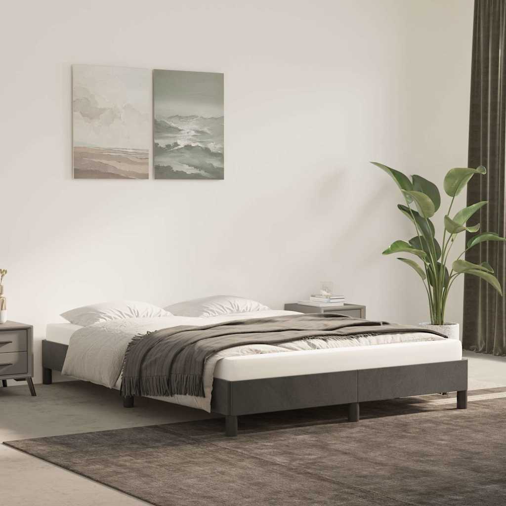 Giroletto senza Materasso Grigio Scuro 140x200 cm Velluto