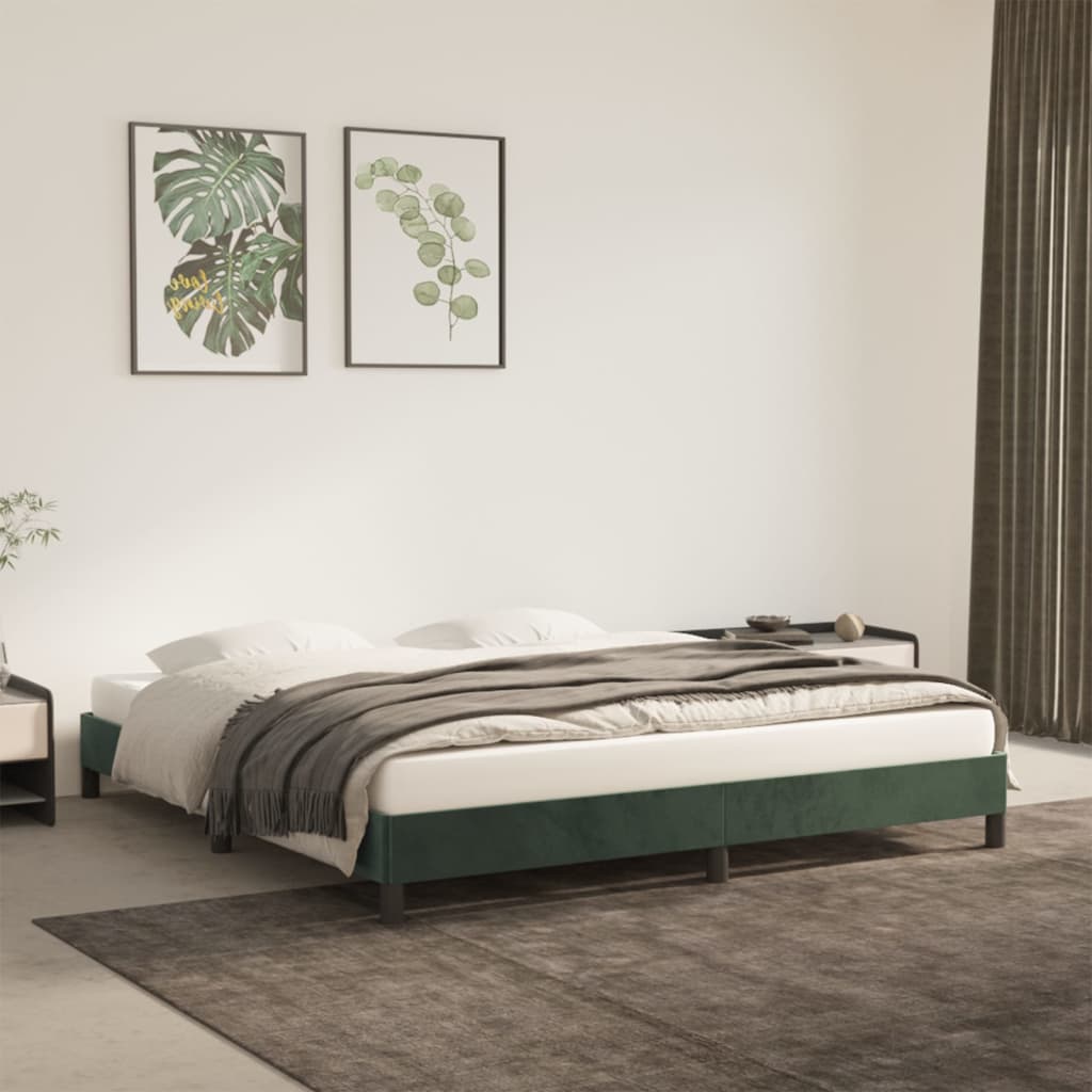 Giroletto senza Materasso Verde Scuro 160x200 cm in Velluto - homemem39