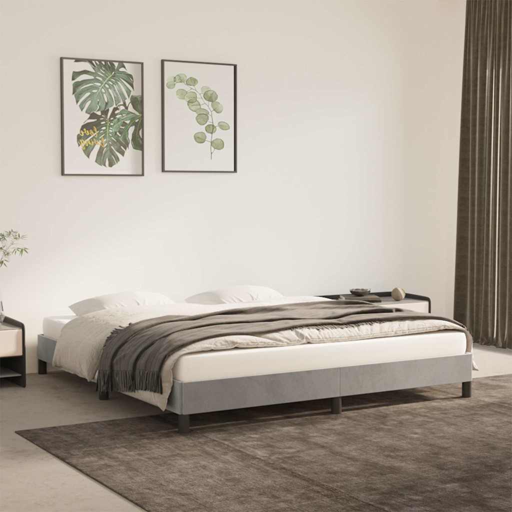 Giroletto senza Materasso Grigio Chiaro 180x200 cm Velluto