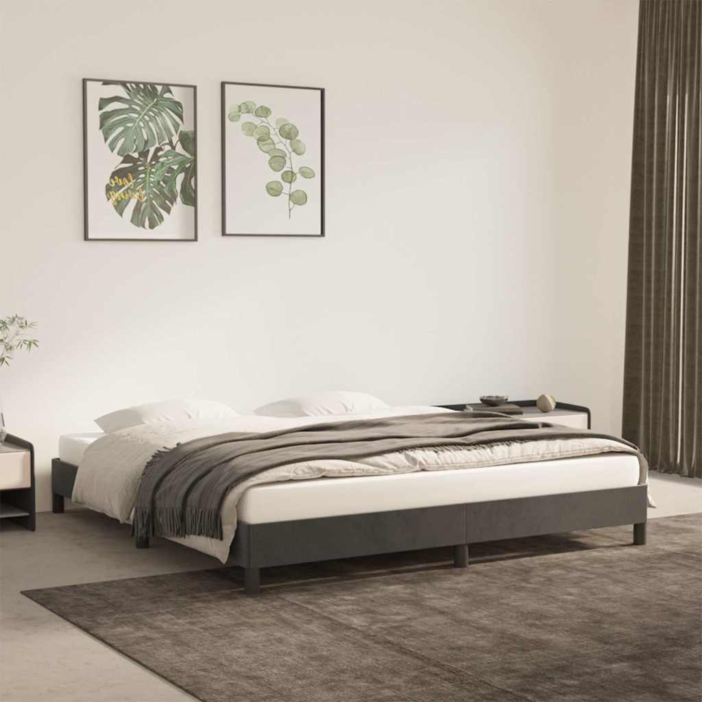 Giroletto senza Materasso Grigio Scuro 180x200 cm Velluto