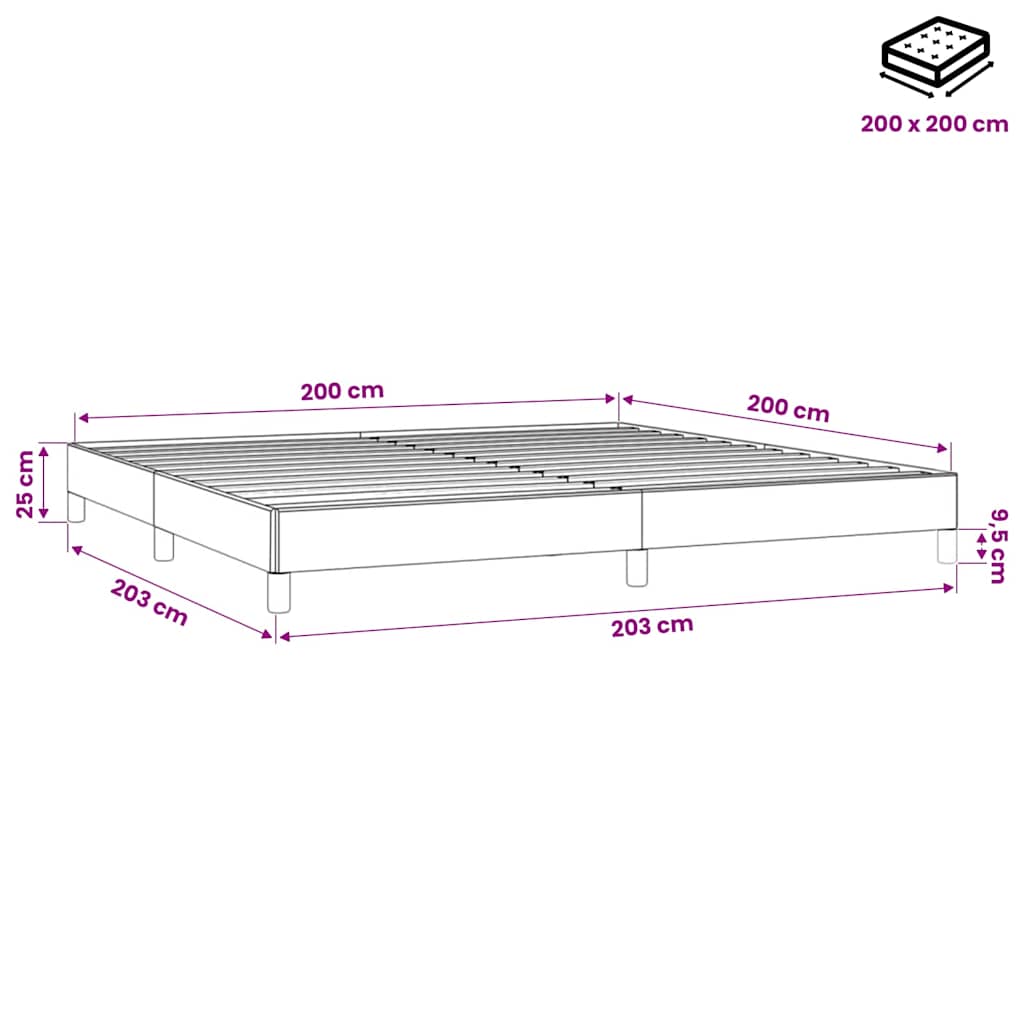 Giroletto senza Materasso Nero 200x200 cm in Velluto